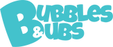 Turquoise logo with 'Bubbles & Bubs' text on a white background